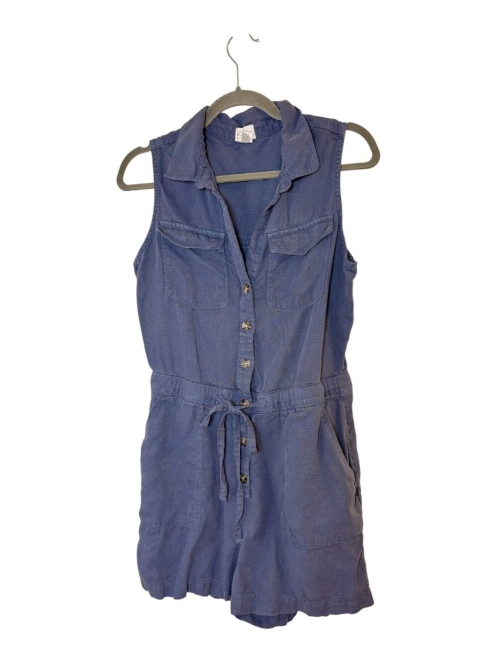 Nicole Miller New York Blue Utility Sleeveless Drawstring Romper Size 8